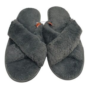 Joe Fresh Cozy Gray Faux Fur Slippers Size L